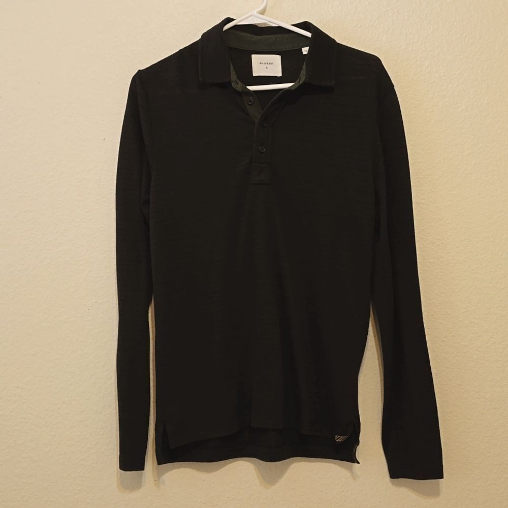 Billy Reid‎ Men's S  green/ Black stripes Polyester/cotton Blend Sweater